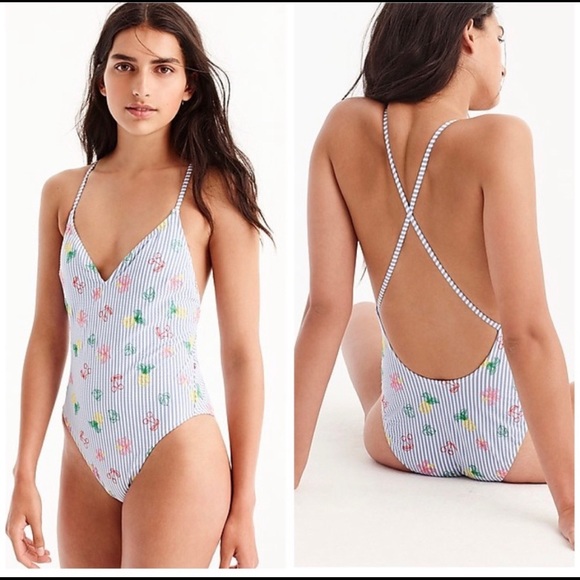 J. Crew Other - Jcrew  Blue Seersucker V-neck One-piece